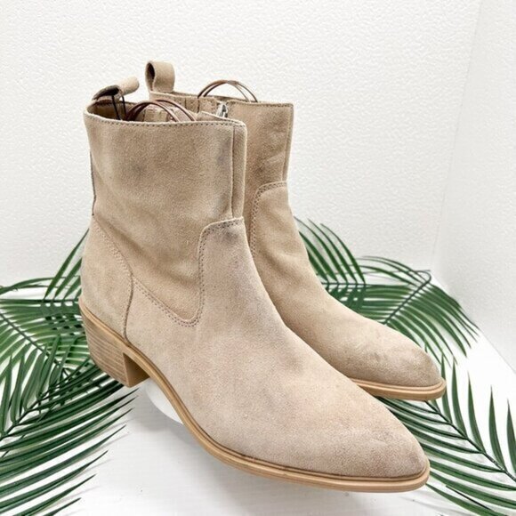 Dolce Vita Taupe Suede Bili H20 Waterproof Ankle Boots Women's Size 9.5 - Picture 1 of 13